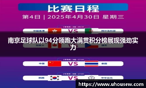 南京足球队以94分领跑大满贯积分榜展现强劲实力